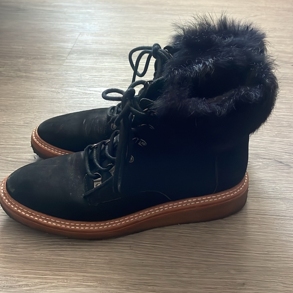 Botkier Women’s Black Suede Winter Fur Trimmed Boots Size 8 - Picture 2 of 13